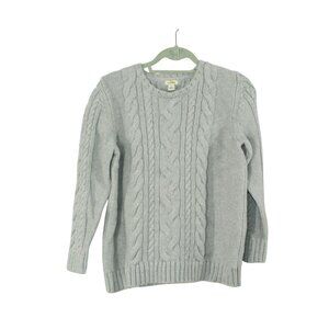 LL Bean Double L Cable Sweater Crewneck Light Gray Size XL